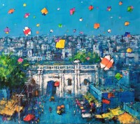 Zahid Saleem, 30 x 36 Inch, Acrylic on Canvas, Cityscape Painting, AC-ZS-203
